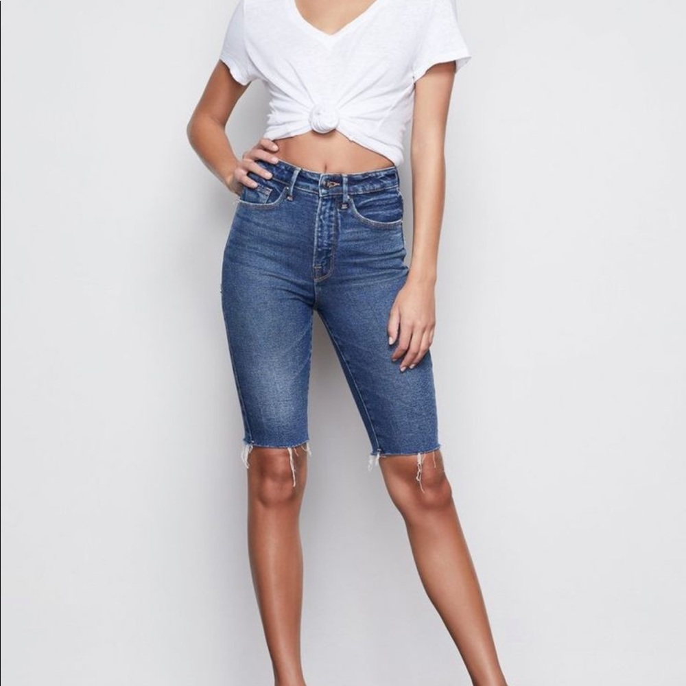 NEW • Good American • Bermuda Denim Shorts Blue367